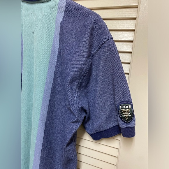 Vintage Fore Golfwear Classic Polo Mens Large Blue Striped Outdoor Golf USA - Picture 4 of 12